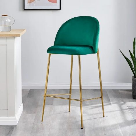 Velvet Bar Stool – Emerald Green