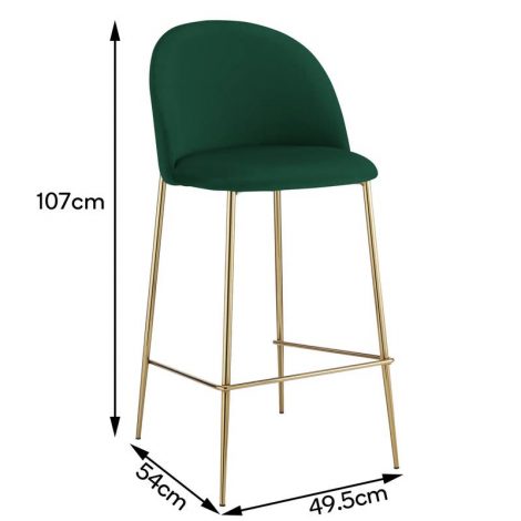 Velvet Bar Stool – Emerald Green