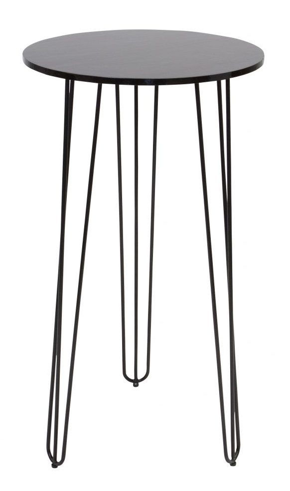 Cocktail Table – Round Black Top With Black Hairpin Legs