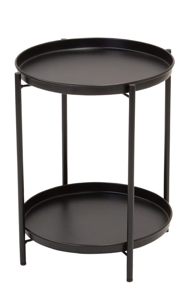 Side Table – Charcoal, Round, Metal, 2-Tier