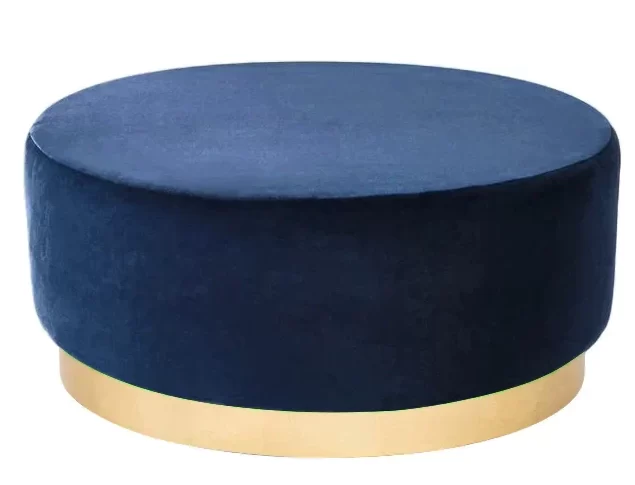 Ottoman – Royal Blue With Gold Base Round – Large