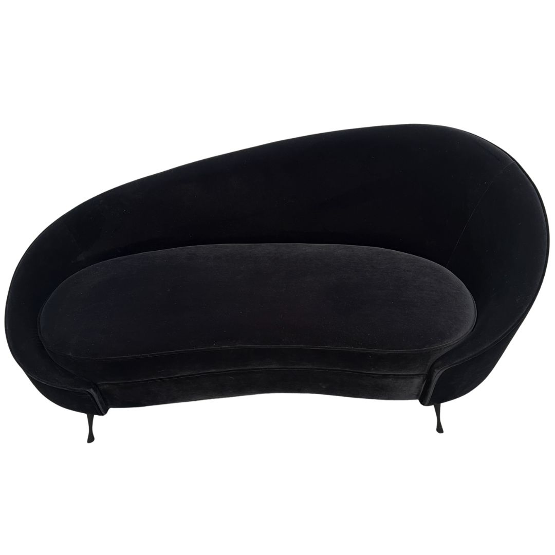 Sofa – Modern Two Seater, Black Velvet