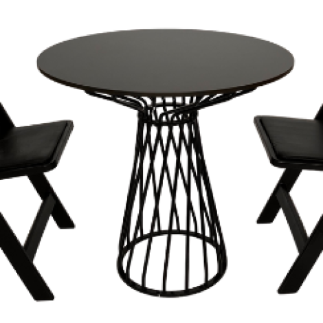 Cafe Table – Black Twist Round With Black Top