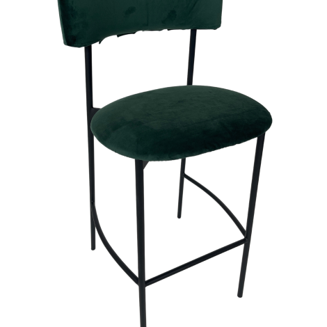 Luxe Haven Bar Stool – Black Frame – White Velvet Cushion