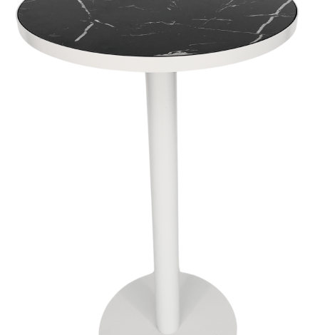 Cocktail Table – Luxe Haven – Round – White Frame – Black Marble Top