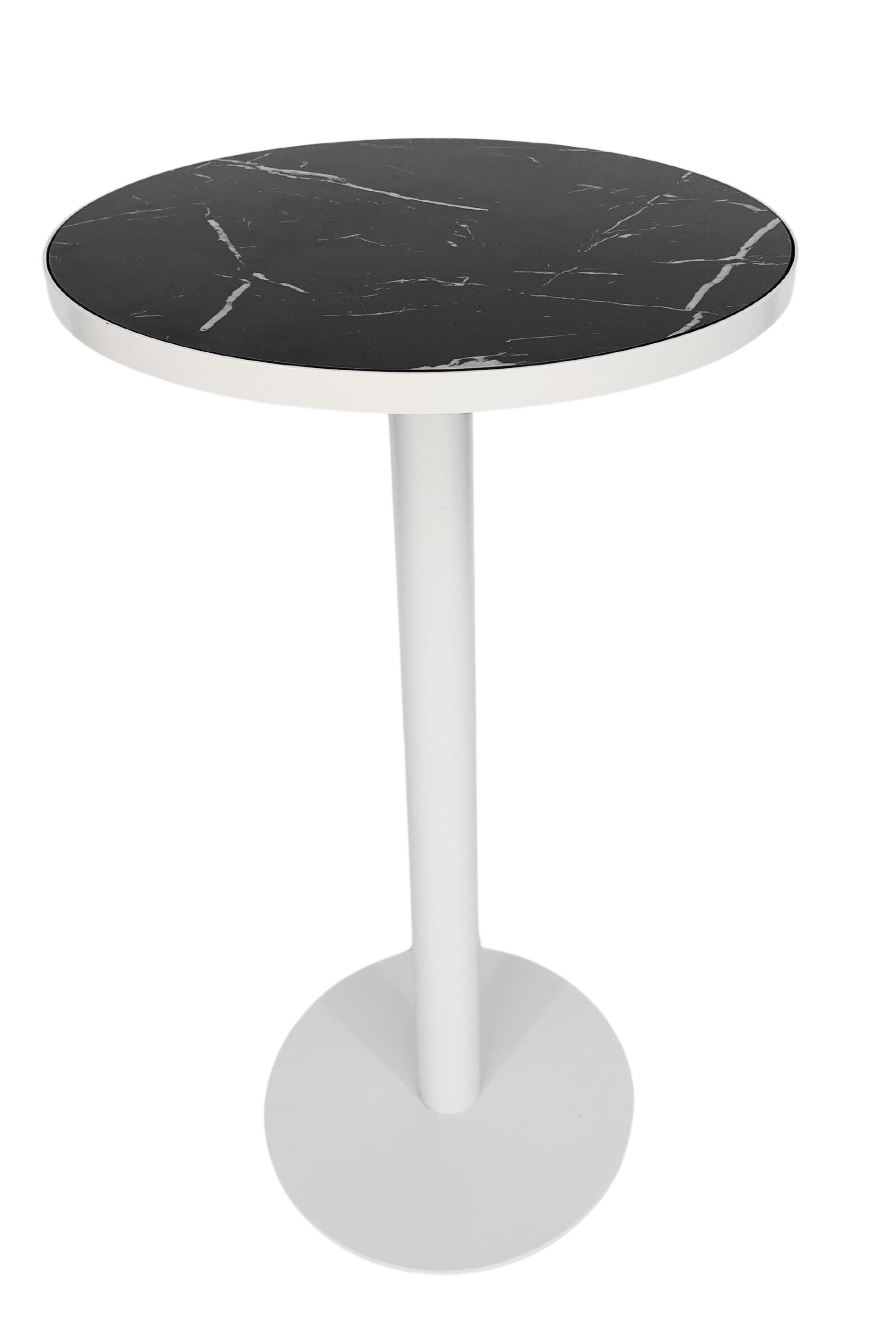 Cocktail Table – Luxe Haven – Round – White Frame – Black Marble Top