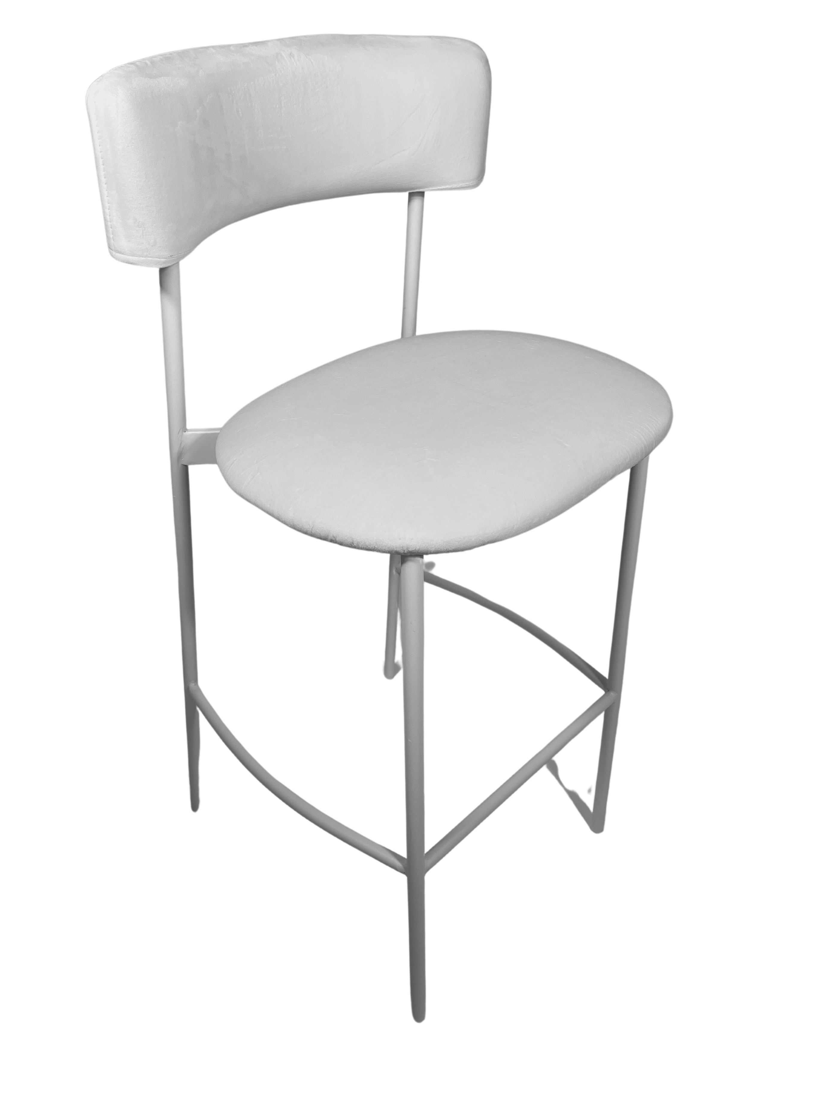 Luxe Haven Bar Stool – White Frame – White Velvet Cushion